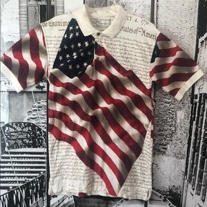 American Summer Patriotic Flag Polo sz S